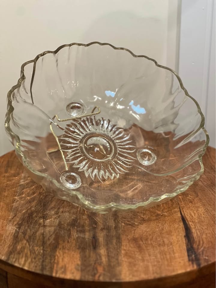 Vintage Indiana Glass Footed Sunflower Bowl Clear Glass Heavy 11 - photo 4