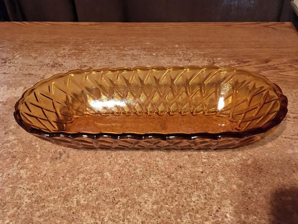 Vintage Amber Indiana Glass Relish Dish MCM