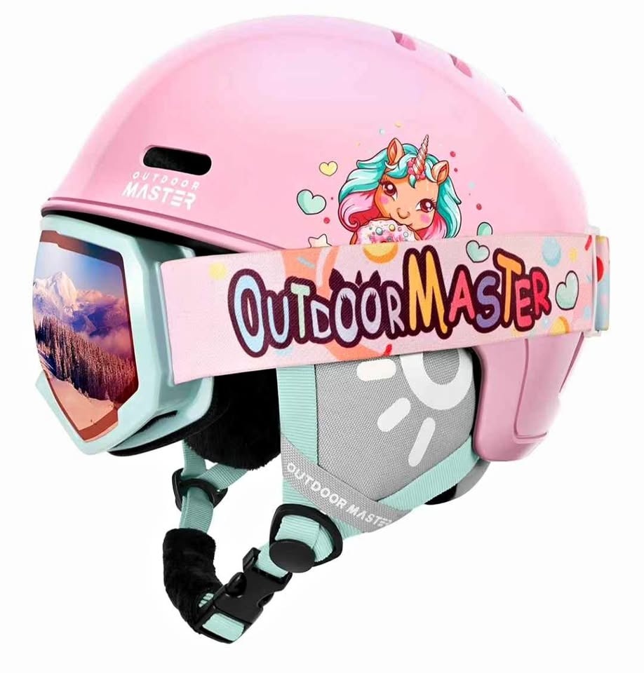 Outdoor Master Kids Ski Helmet and Goggles Set, Size S (Pink Uni