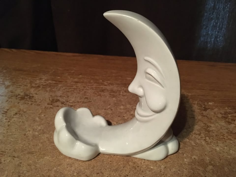 VINTAGE FITZ & FLOYD WHITE CERAMIC MOON TEA LIGHT HOLDER JAPAN - photo 2