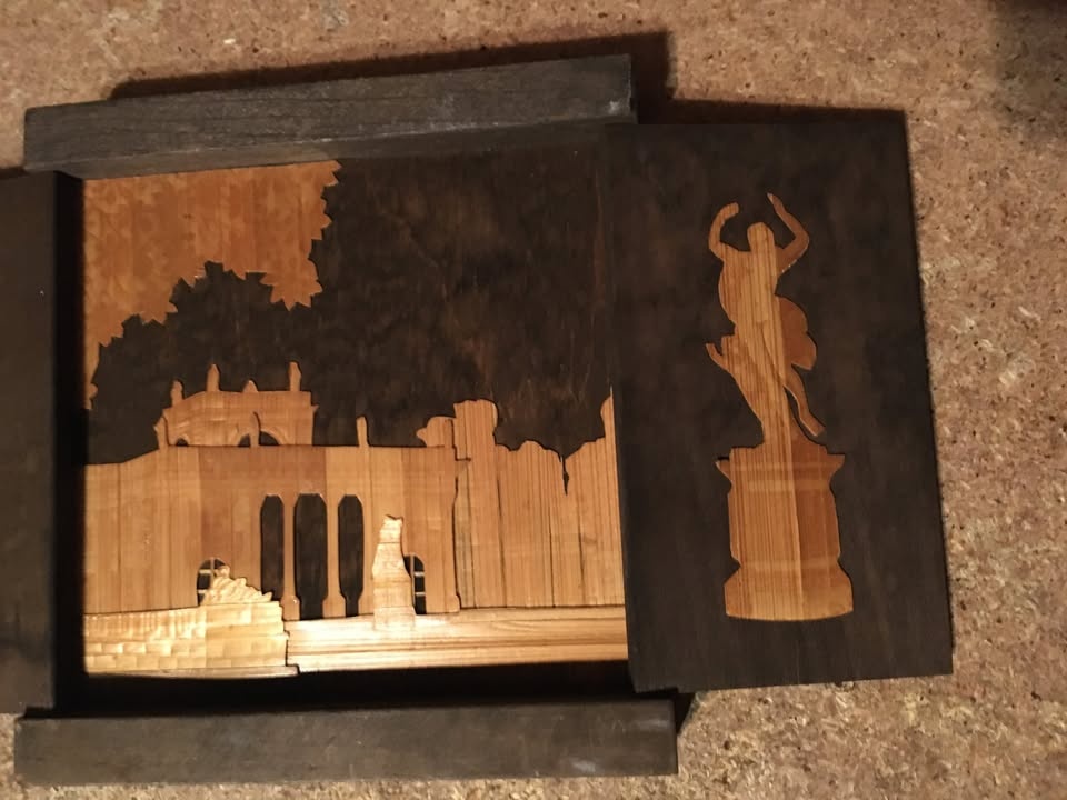 Vintage 70s Russian USSR Folding Mahogany Wall Picture - photo 3