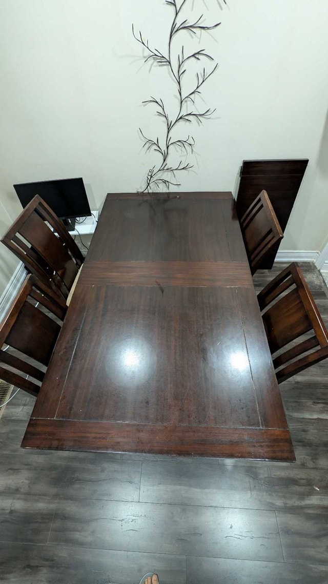 Dark Wood Extendable Dining Set + 6 Chairs - photo 2