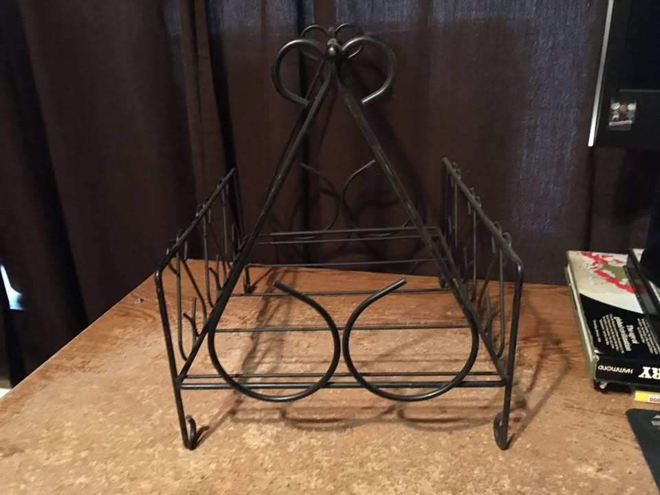 Vintage Black Wrought Iron Mid Century Magazine Rack - photo 2