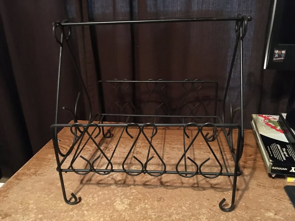Vintage Black Wrought Iron Mid Century Magazine Rack - photo 3