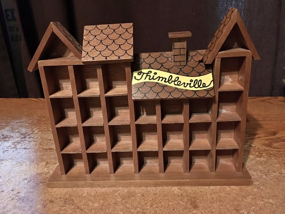 Vintage Enesco Thimbleville Wooden Thimble Display Shelf - 1979