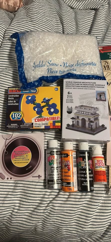 Craft Supplies Lot - Wooden Houses, Building Blocks, Paints & Mo - photo 2