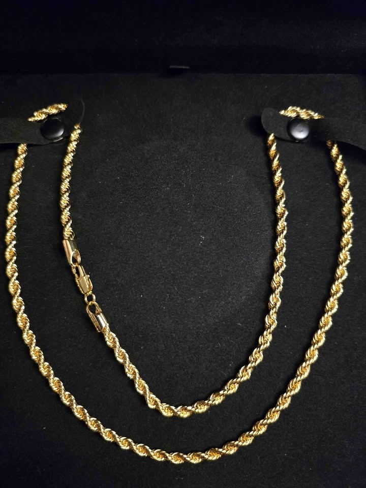 24" Gold Plated Rope Chain 14k Stamped