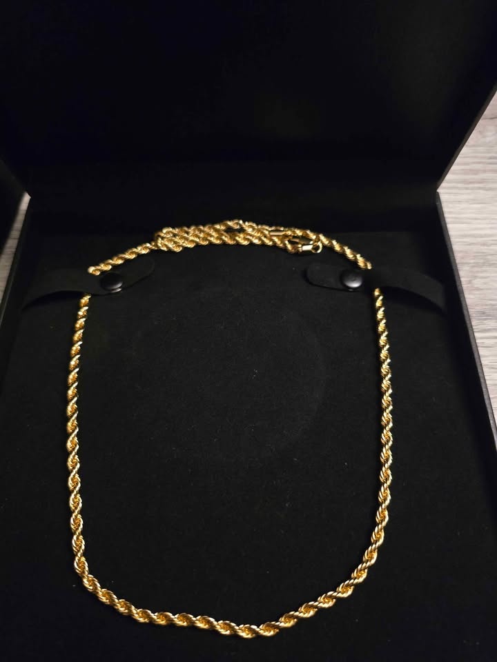 24" Gold Plated Rope Chain 14k Stamped - photo 2