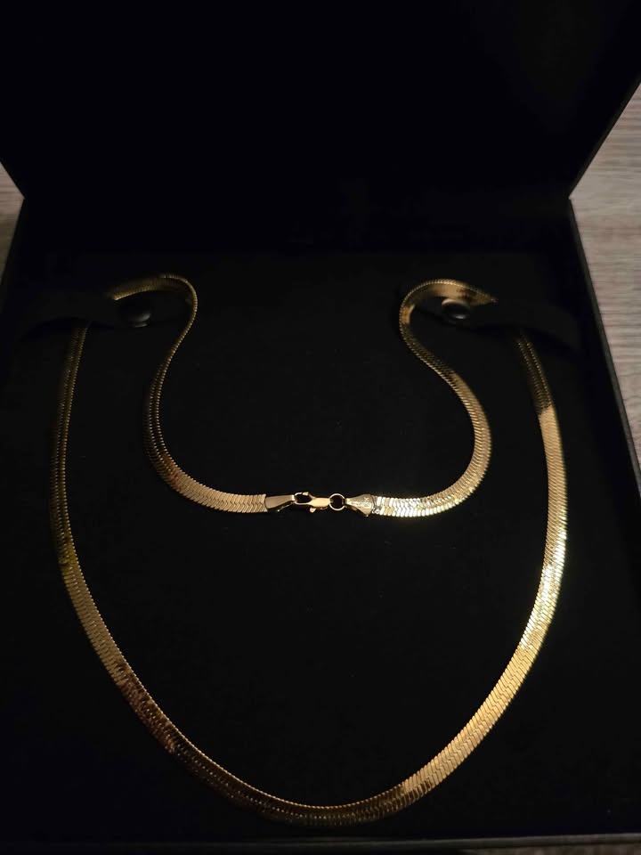 24" Gold Plated Herringbone Chain Necklace 14k Stamped - photo 4