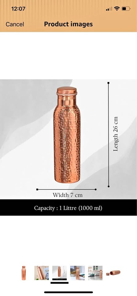 NEW Copper Water Bottle (34oz/1000ml) - photo 2