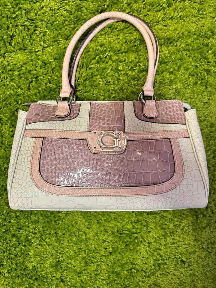 Vintage Guess Y2K Croc-Embossed Tri-Tone Handbag