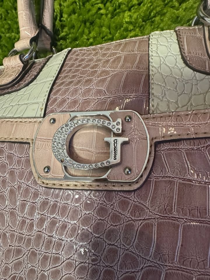 Vintage Guess Y2K Croc-Embossed Tri-Tone Handbag - photo 2