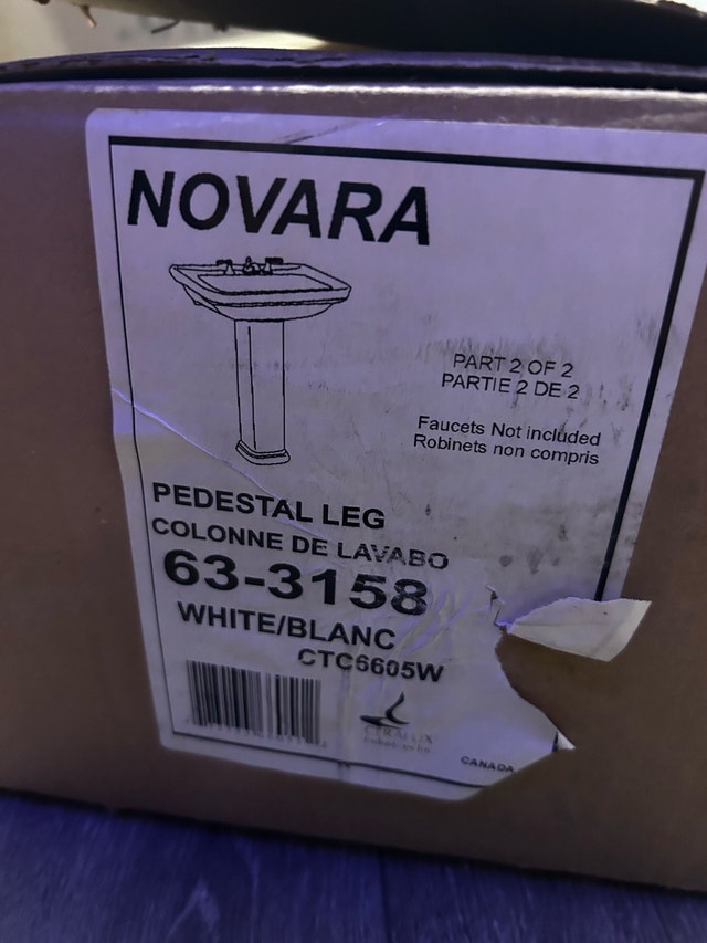 Novara Pedestal Sink Leg - White (Part 63-3158)