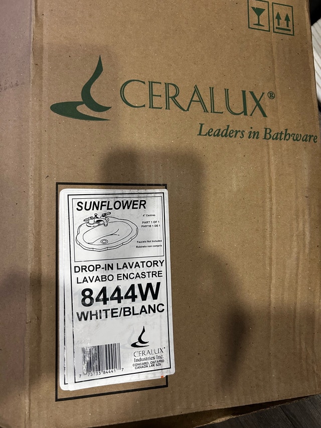 Ceralux "Sunflower" Drop-In Bathroom Sink - White (8444W)