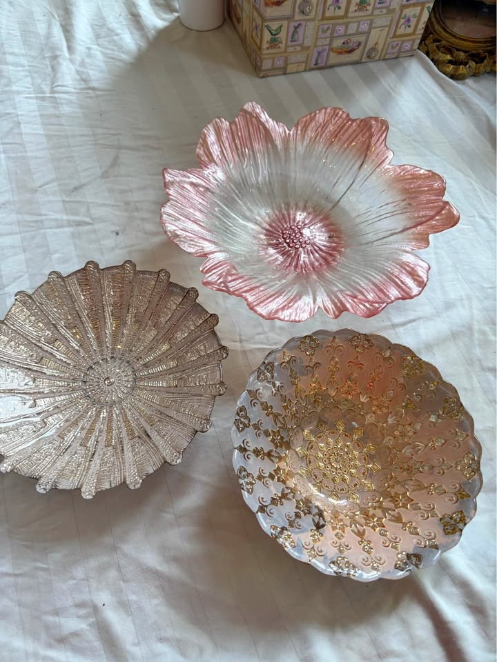 Vintage glass bowls ($15 each) handmade