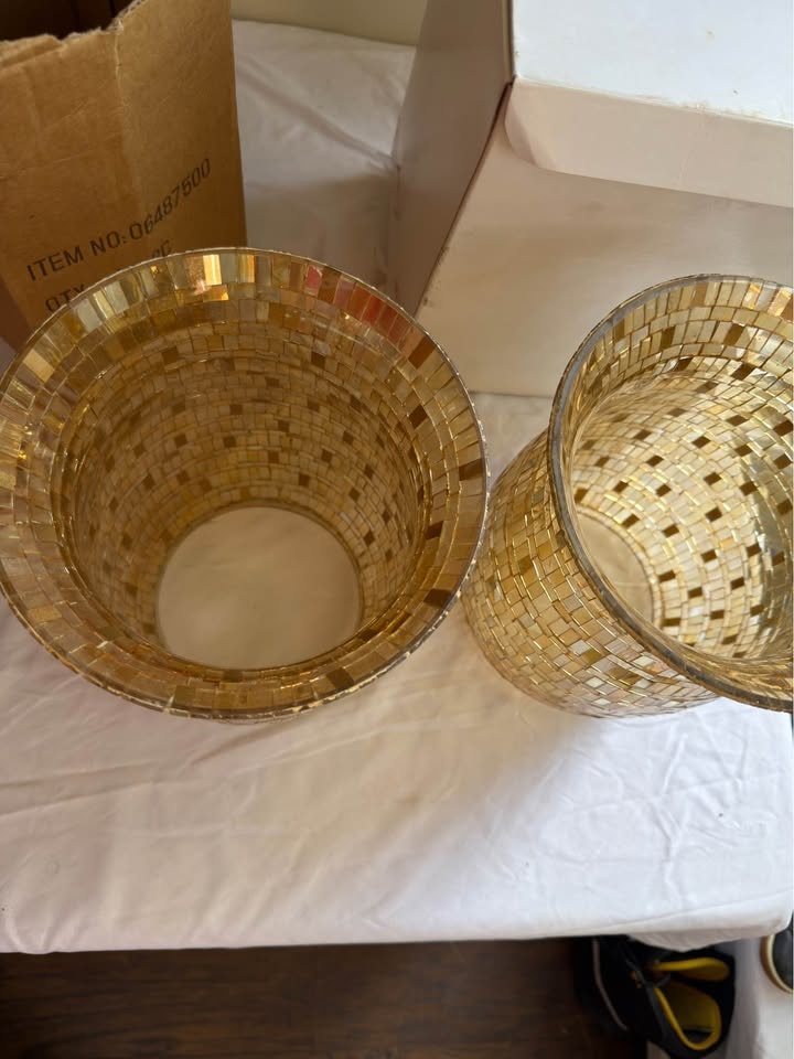 Gold Mosaic Glass Hurricane 10.25" (5 avail) - photo 2