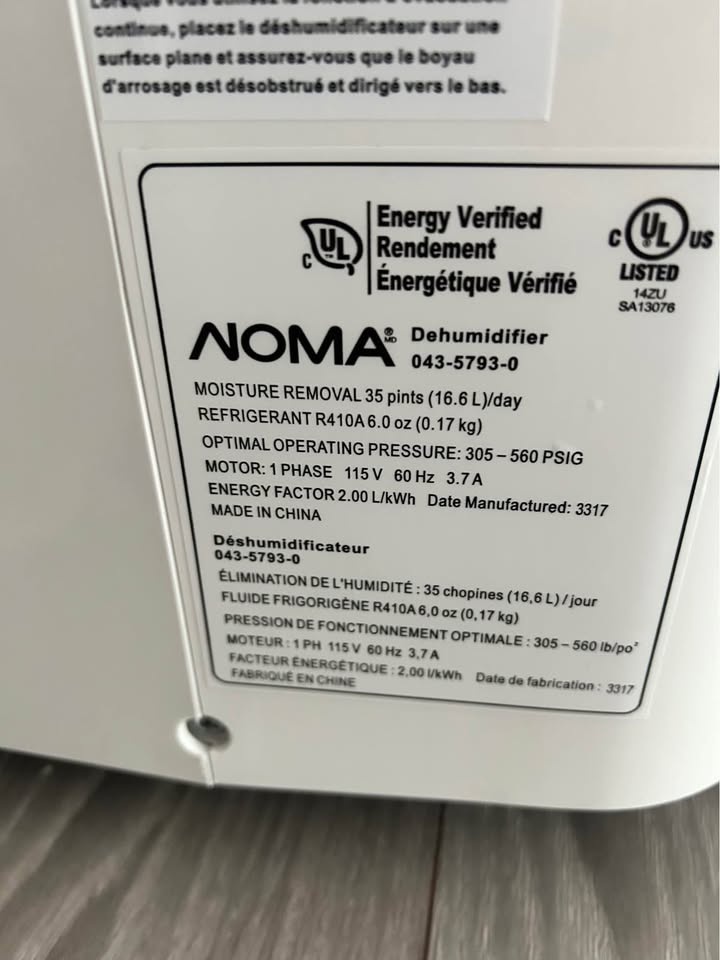 NOMA Dehumidifier - Not Collecting Water (Parts/Repair) - 35 Pin - photo 2