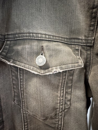 Vintage Distressed Gray Denim Jacket - Club Monaco - Medium - photo 3