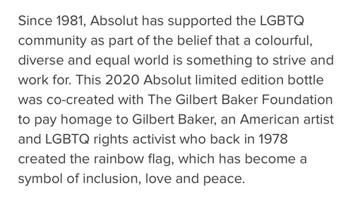 Absolut PRIDE Gilbert Baker 40 Oz Bottle (Empty) . - photo 5