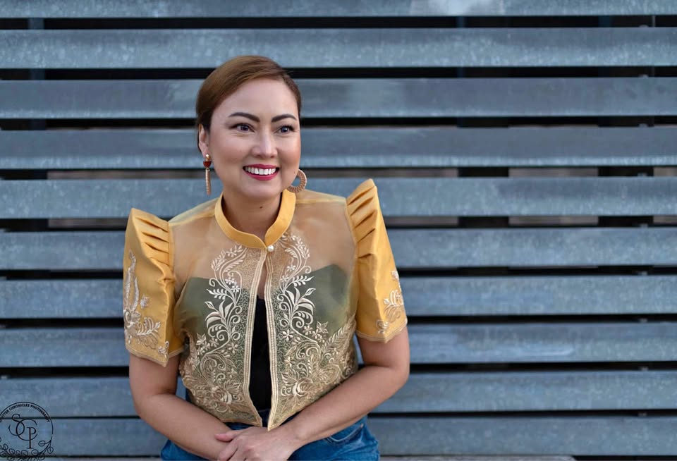 Modern Filipiniana Bolero - Yellow Rose Design