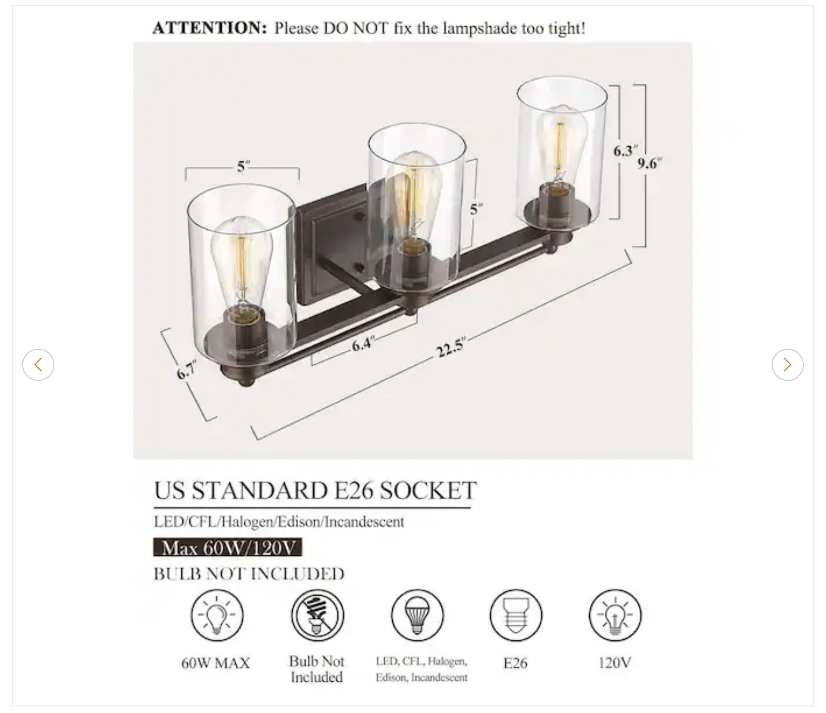 Farmhouse 22.5 in. 3-Light Oil-Rubbed Bronze Bathroom Vanity Lig - photo 2