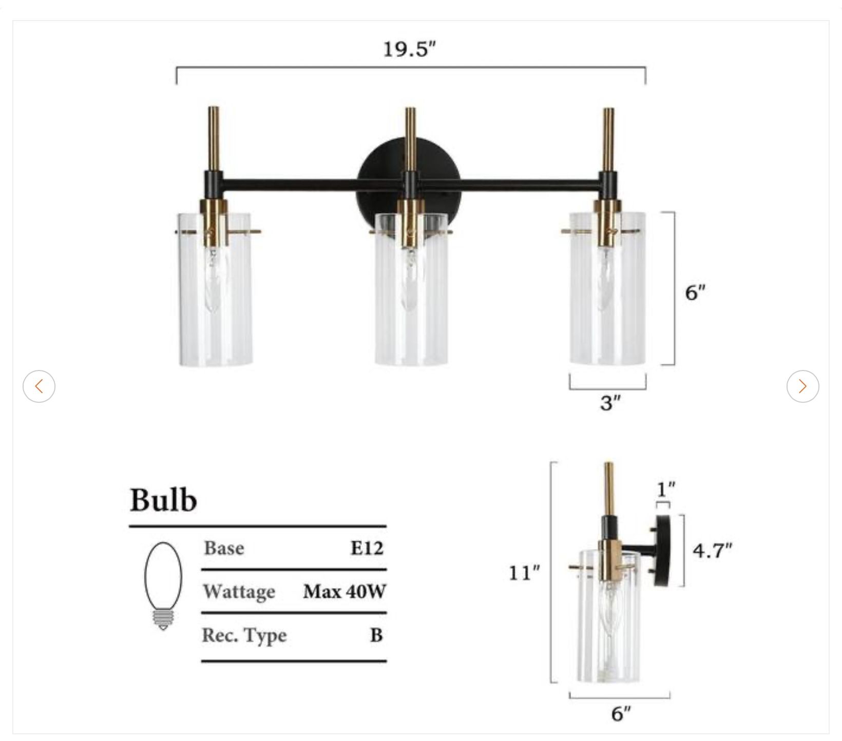 19.5 in. 3-Light Modern Brass Vanity Light - photo 2