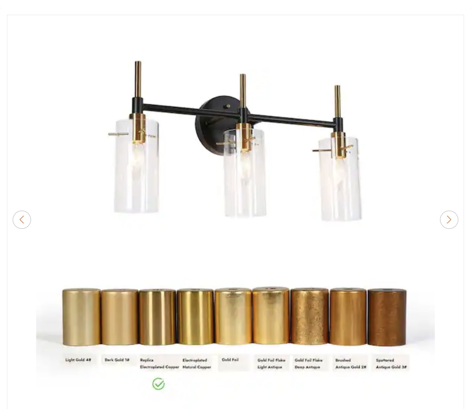 19.5 in. 3-Light Modern Brass Vanity Light - photo 4