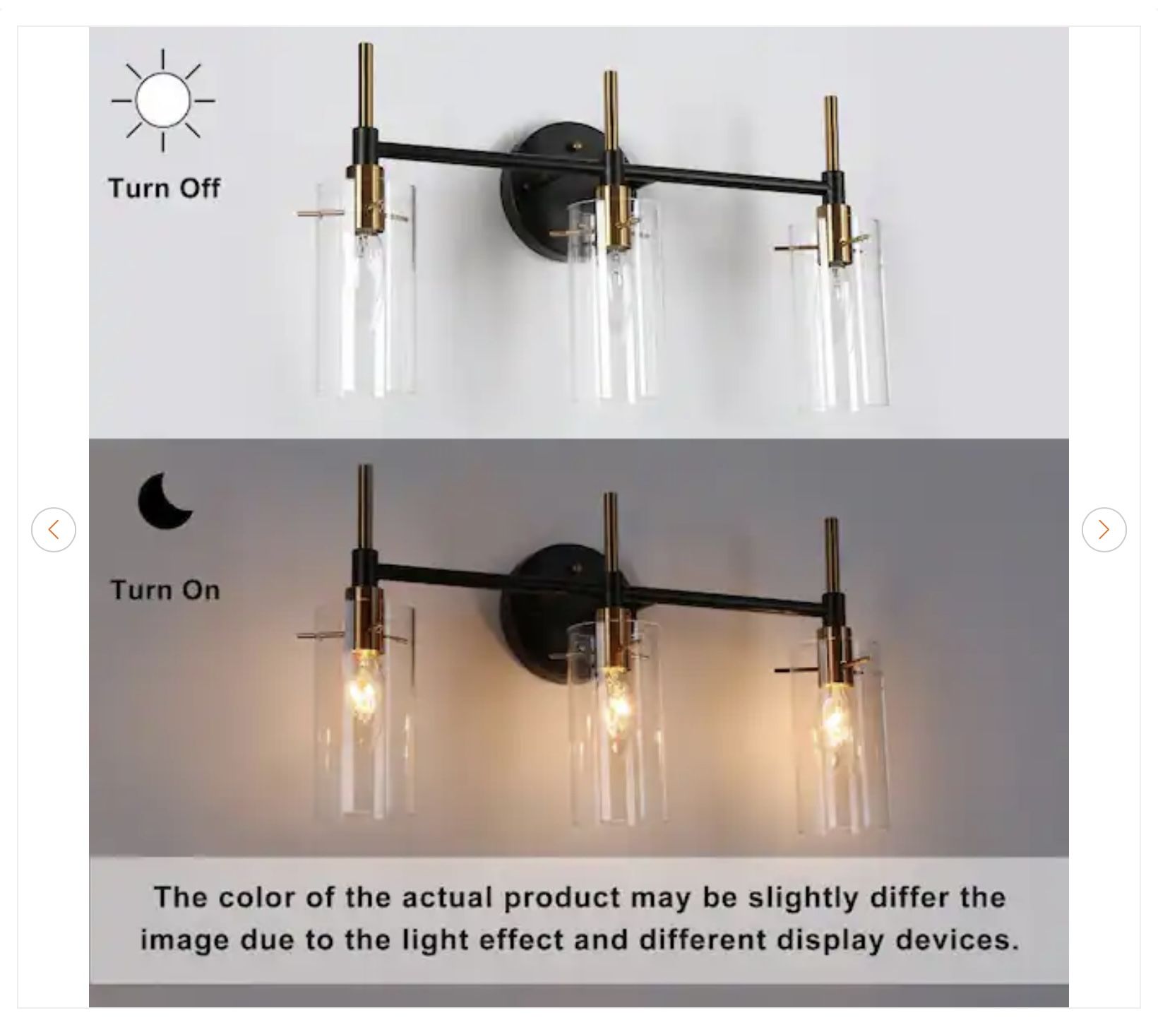 19.5 in. 3-Light Modern Brass Vanity Light - photo 5