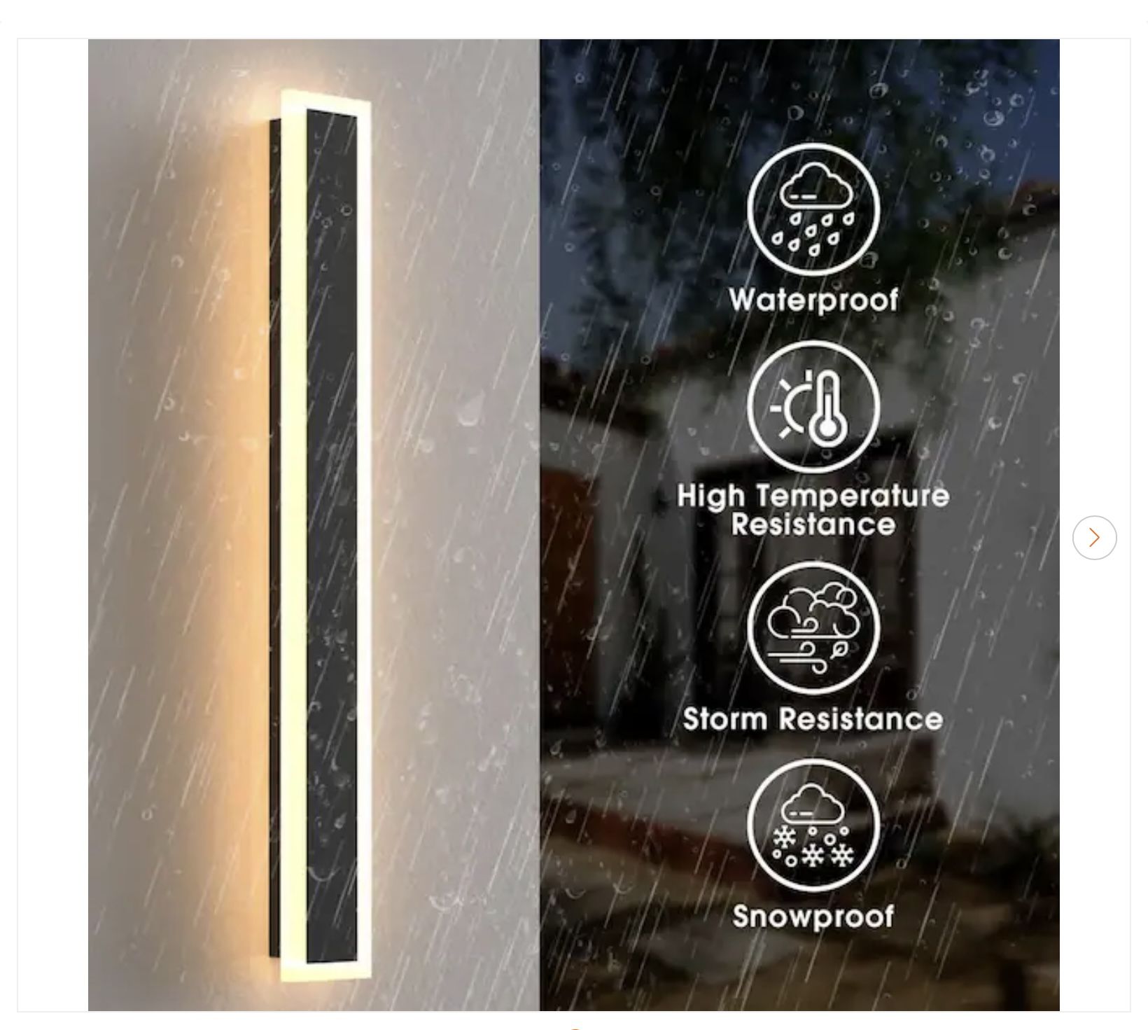 24 in. Black LED Outdoor Wall Light - Waterproof Porch Lantern
