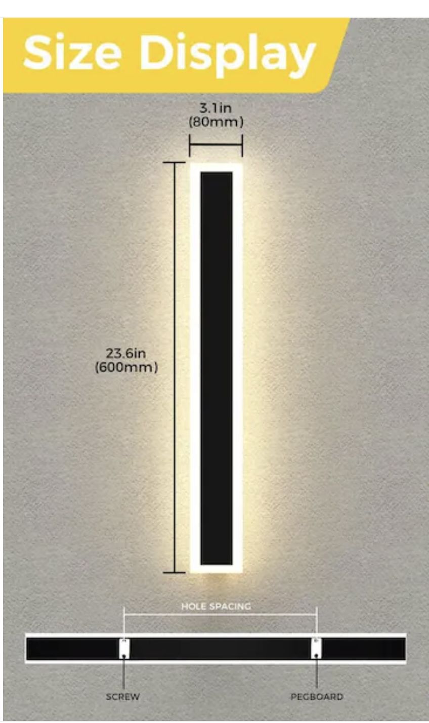 24 in. Black LED Outdoor Wall Light - Waterproof Porch Lantern - photo 3
