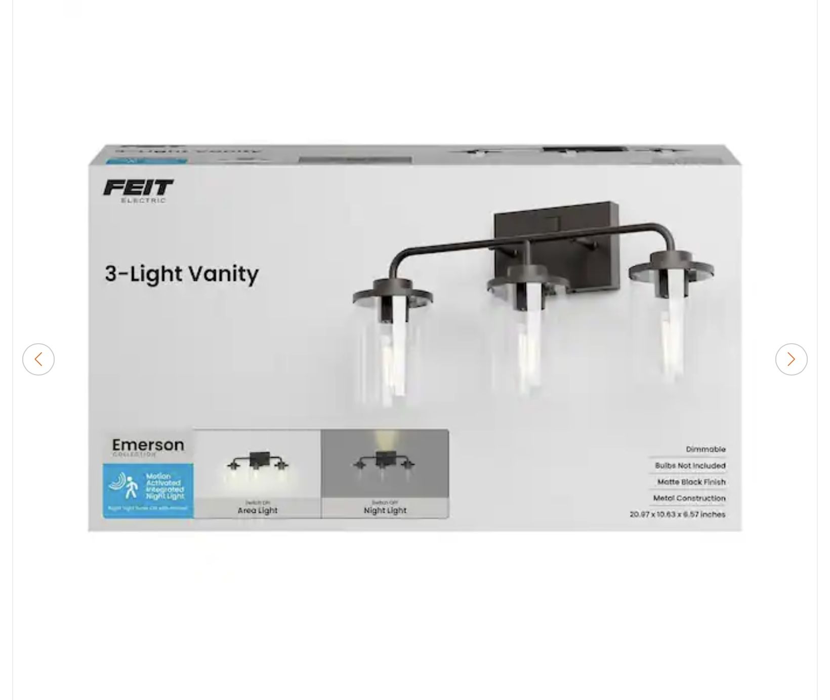 Feit Electric Emerson 21" 3-Light Matte Black Vanity Light - photo 3