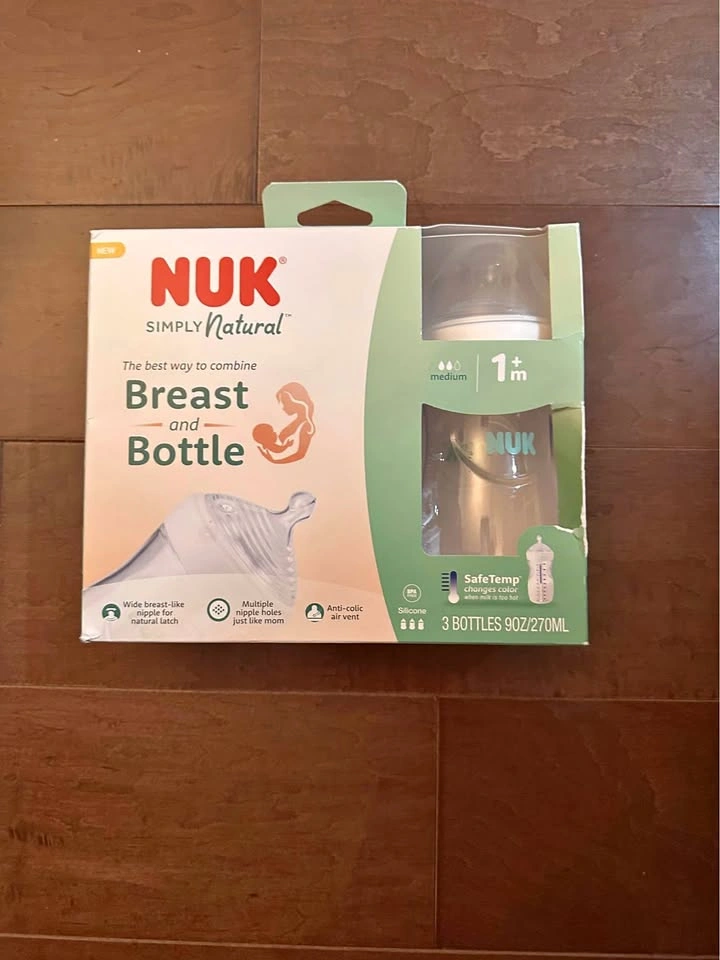 NUK Simply Natural Bottles with SafeTemp, 9oz, 3 Pack