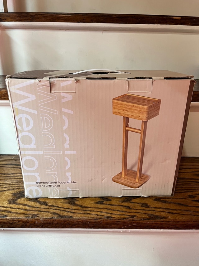 Wealldone Bamboo Toilet Paper Holder with Shelf