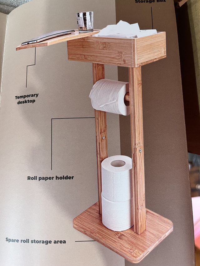Wealldone Bamboo Toilet Paper Holder with Shelf - photo 4