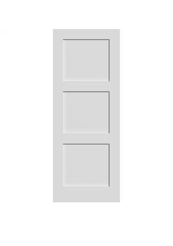 30" x 80" Primed 3-Panel Solid Wood Shaker Interior Door