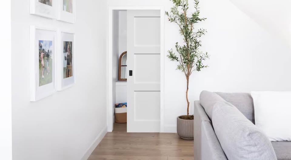 30" x 80" Primed 3-Panel Solid Wood Shaker Interior Door - photo 3