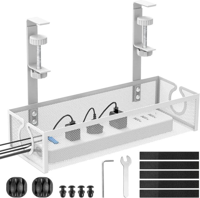 Under Desk Cable Management Tray - Metal Mesh Organizer