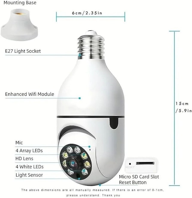 5G Light Bulb Security Camera 1080P Wireless Outdoor Indoor - photo 5
