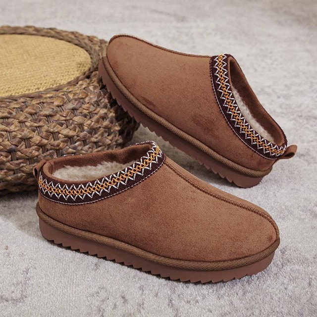 NEW Women's Warm Fur Lined Platform Mini Boots Slippers