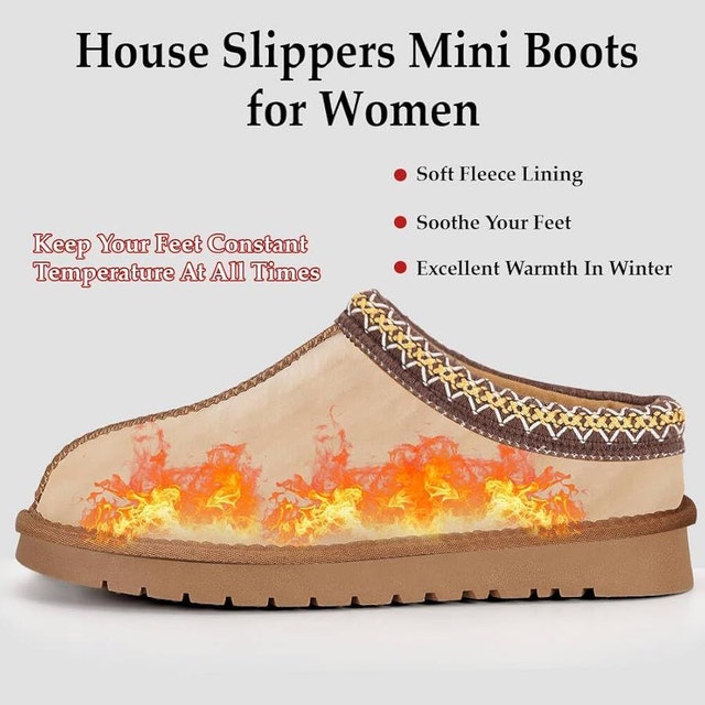 NEW Women's Warm Fur Lined Platform Mini Boots Slippers - photo 2