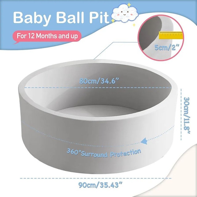 Grey & Pink Large Soft Foam Ball Pit 90x30cm - photo 3