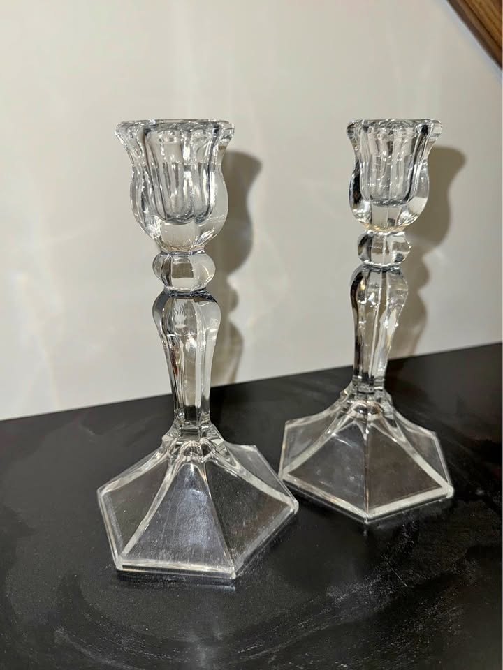 Pair Crystal candle holders Candelabras - set of 2