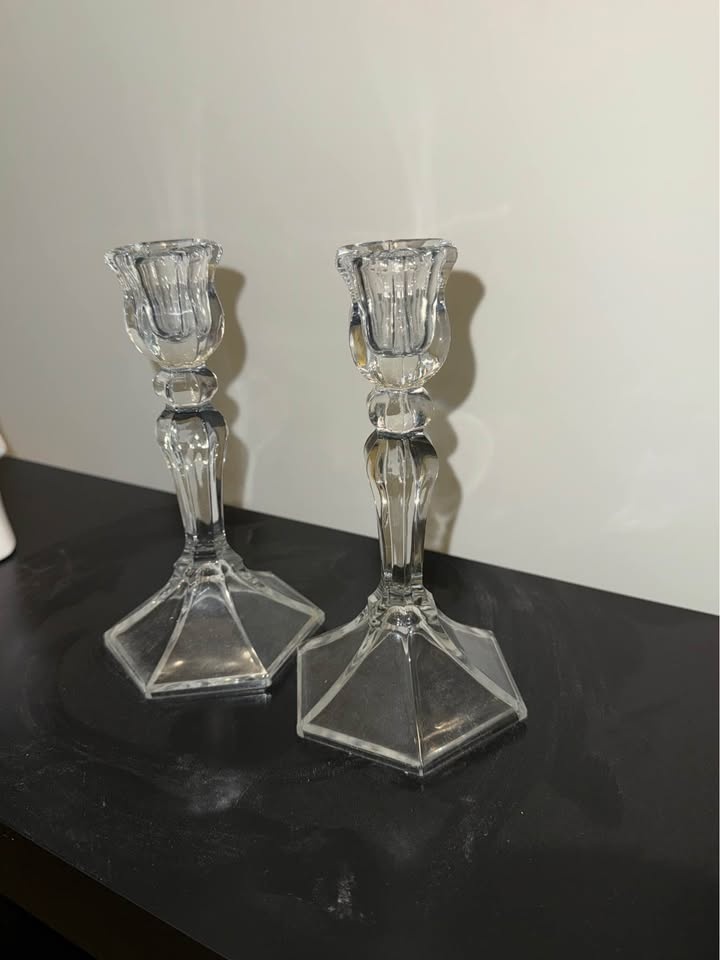 Pair Crystal candle holders Candelabras - set of 2 - photo 2