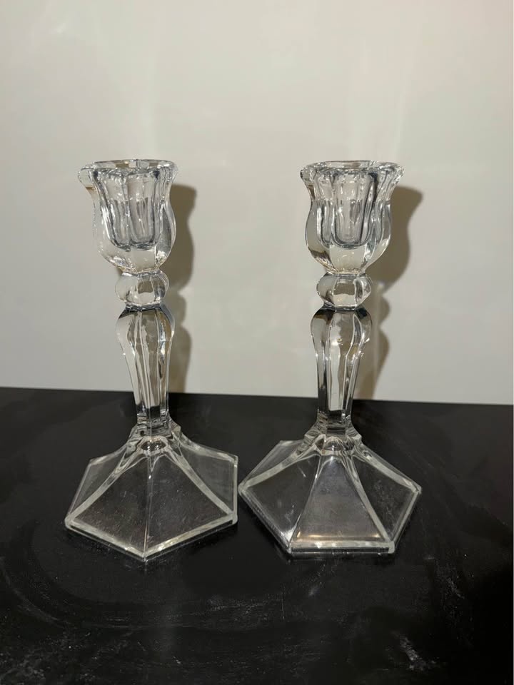 Pair Crystal candle holders Candelabras - set of 2 - photo 3