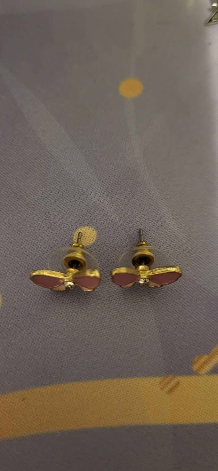 Pink and gold butterfly stud earrings - photo 2