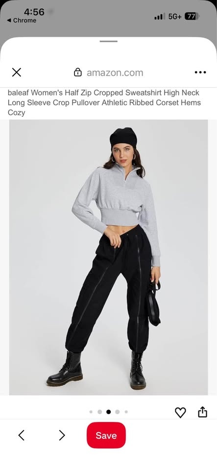 New Baleaf Black Half Zip Cropped Sweatshirt sz Medium - photo 5