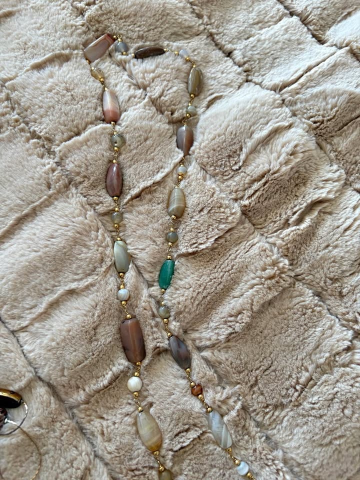 Long Multi-Color Stone Beaded Necklace