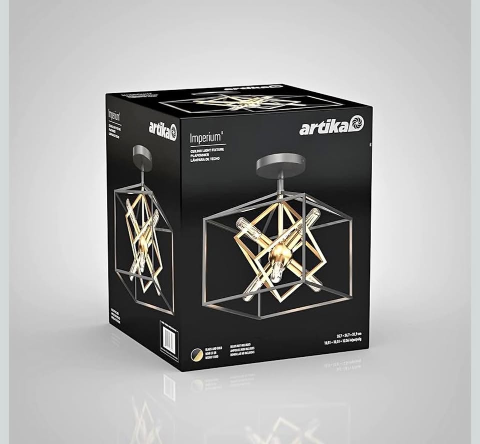 Artika Imperium 6 Lights Black & Gold Semi Flushmount