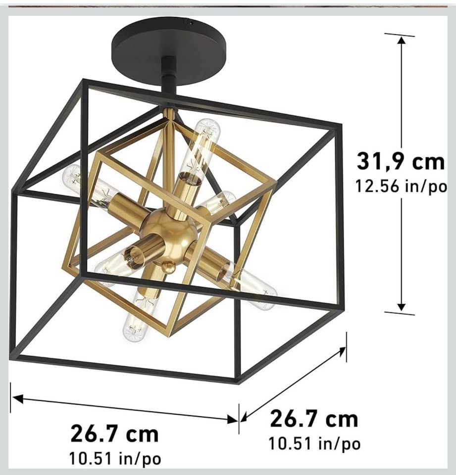 Artika Imperium 6 Lights Black & Gold Semi Flushmount - photo 4