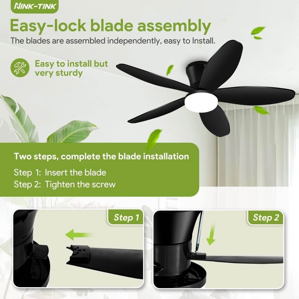 Nink tink 42" Flush Mount Ceiling Fan with Light & Remote - photo 2